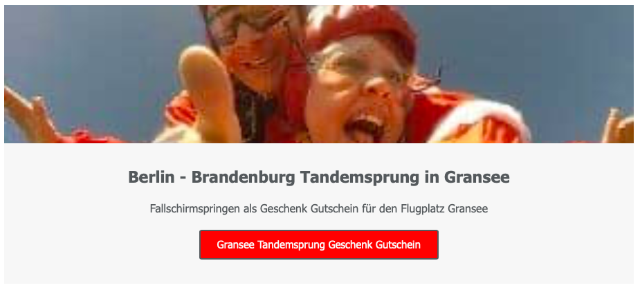 Gransee Tandemsprung Berlin Brandenburg Fallschirmspringen Geschenk Gutschein