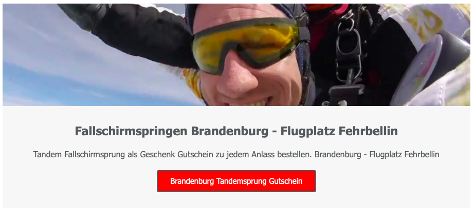 Fehrbellin Tandem Fallschirmsprung Geschenk Gutschein Flugplatz