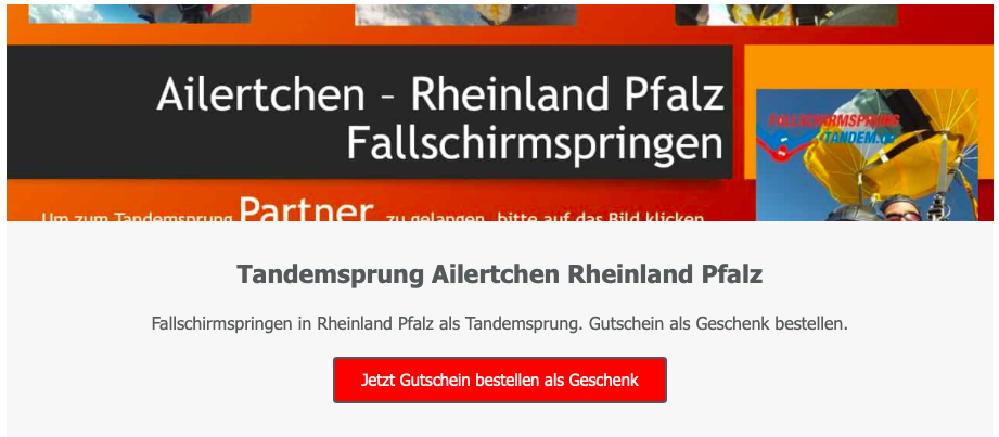 Tandemsprung Ailertchen Rheinland Pfalz Fallschirmsprung Geschenk Gutschein