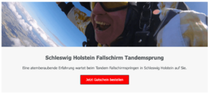 Fallschirmspringen Geschenk Gutschein Hartenholm Tandemsprung Flugplatz