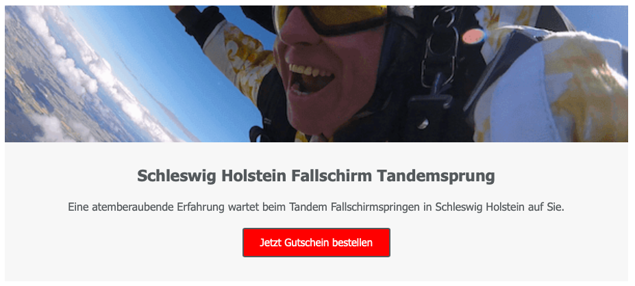 Fallschirmspringen Geschenk Gutschein Hartenholm Tandemsprung Flugplatz
