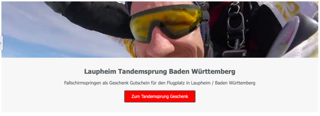 Laupheim Tandemsprung Fallschirmspringen Geschenk Gutschein Baden Württemberg Termin Reservierung Flugplatz Gutschein