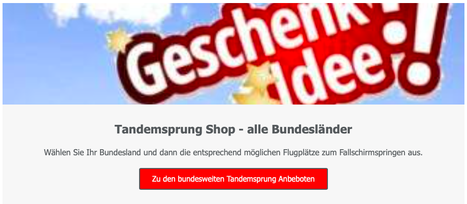 Fallschirm Tandemsprung Bundesland Auswahl Shop Fallschirmspringen Geschenk Gutschein